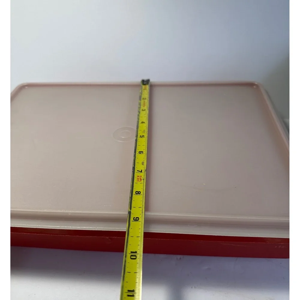Tupperware Food Storage Container Vintage 290-7 Red Sheer Lid 13x9 GoodCondition
